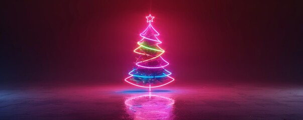 Abstract neon lamp christmas tree shape background object. Abstract neon lamp shape background