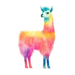 Obraz premium Llama Risograph style alpaca mammal animal.