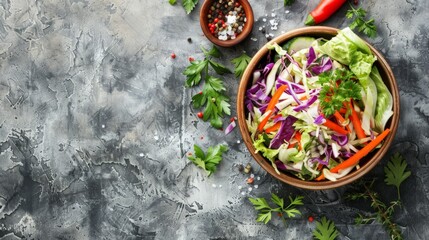 Close-up of a salad bowl with fresh carrots and lettuce