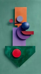 flatlay topview of modern poster with minimal grometry form with vibrant accent color composition modern color minimal object poster background