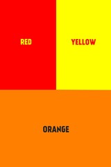 a mixture of 2 colors, a combination of red and yellow to make orange