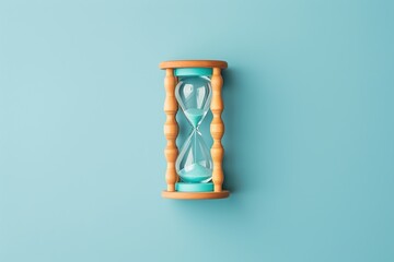an hourglass isolated on light blue background