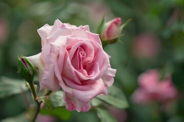 pink rose on a green background