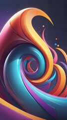 Colorful Abstract Curved Lines Artistic Background with Vibrant Blue and Orange Gradient