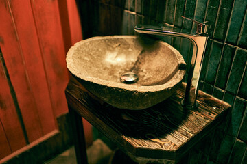 Close-up of a stone sink. Halloween concept with copy space. High quality photo