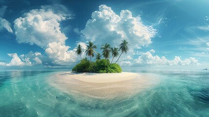 Beautiful Maldives tropical island - Panorama - obrazy, fototapety, plakaty