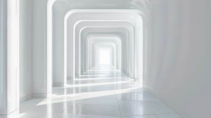 Minimalist white corridor, abstract for architecture and modern design.