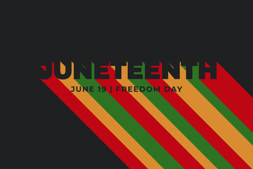Juneteenth Typography Colorful Long Shadow.
