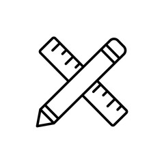 Pencil and ruler outline icons, minimalist vector illustration ,simple transparent graphic element .Isolated on white background