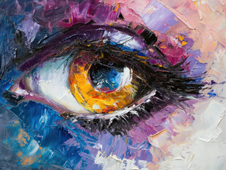 Oil painting. conceptual abstract picture of the eye. oil painting in colorful