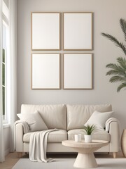 Living room wall poster mockup frames, interior mockup design, frame mockup
