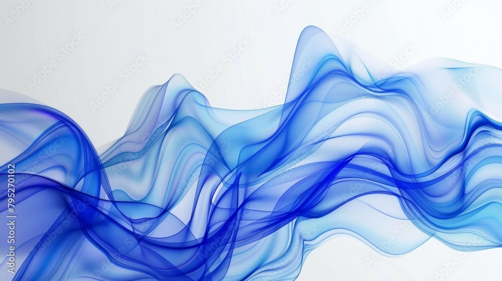Wall mural abstract blue wave pattern on a white background, creating a dynamic and modern design aesthetic.