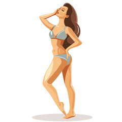 Fototapeta premium vector girl in a swimsuit on a white background .Generative AI