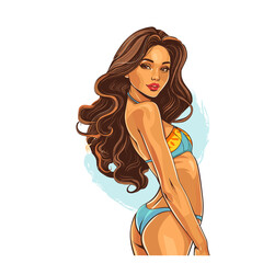 vector girl in a swimsuit on a white background .Generative AI