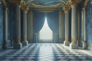 Empty palace stage architecture building flooring.