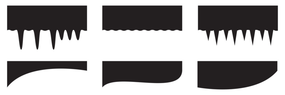 Website border and header set with drops, waves, organic and geometric shapes. Isolated vector template for website, app, poster, banner. isolated on white background. EPS 10 - Powered by Adobe