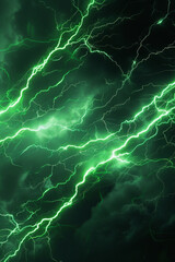 Fototapeta premium Green lightning lines for background, visually striking