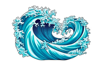 
Stylized Twin Ocean Wave Illustration.
Vivid illustration of intertwined ocean waves, isolated on white, capturing the essence of the sea's powerful movement and grace.
