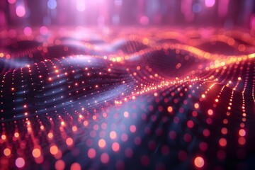 Obraz premium Captivating Futuristic Digital Landscape with Pulsing Laser Grids and Vibrant Holographic Shapes
