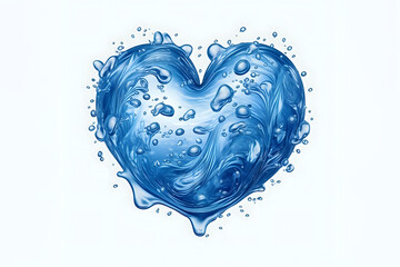 Liquid Heart Shape with Water Splashes.
Illustration of a heart made of water splashes, isolated on white, symbolizing love for water, purity, and environmental conservation.