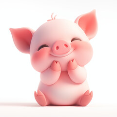 Cute Piggy on a Plain White Background