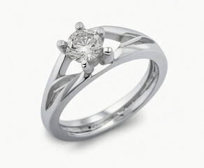 Wedding silver diamond ring, cut out on white background