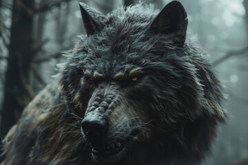 Werewolf in a forest, fantasy and fiction concept.