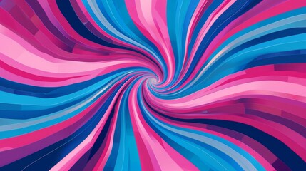 Comic-inspired, vibrant pink and blue twisted stripes create an explosive and dynamic background.