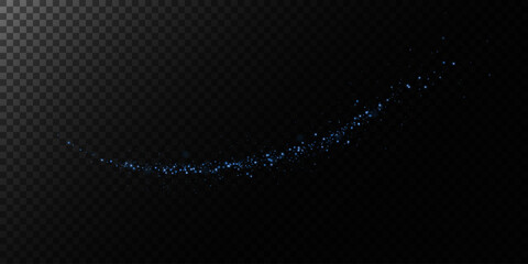 Sparks of dust and blue stars shine with special light. Vector sparks on transparent dark background. Christmas light effect. Sparkling particles of magic dust.	