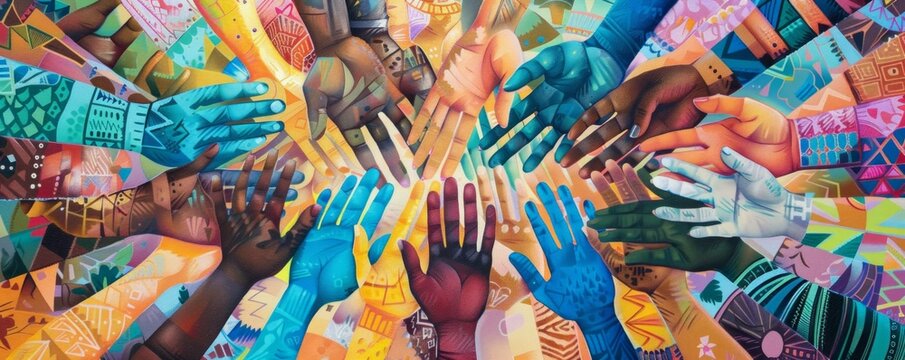 Images depicting unity and diversity, showcasing people from various backgrounds coming together in harmony.