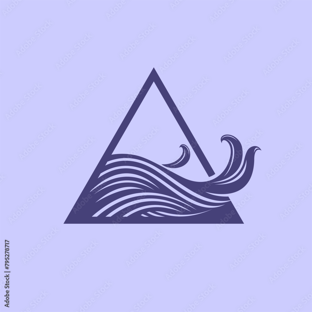 Wall mural wave logo with triangle concept