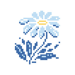 Floral folk art scheme for cross-stitch and knitting. Element embroidery