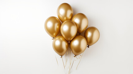 Gold balloons on a white background