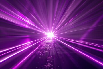 Purple neon light ray, small rays on dark background.
