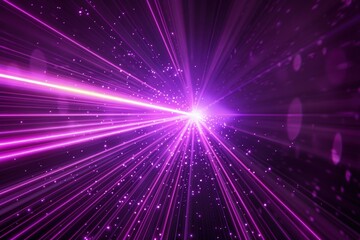 Naklejka premium Purple neon light ray, small rays on dark background.
