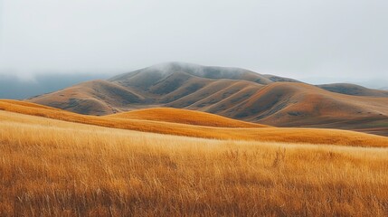 Fototapeta na wymiar Capturing the essence of minimalism a serene landscape of rolling hills in focus with standard lens