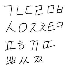 hand drawn font, Hangul consonants,Korean consonants,Korean alphabet,