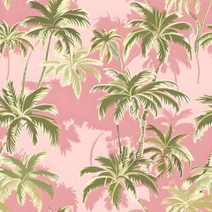Palm trees, palm leaves seamless pattern. jungle forest background. Summer tropical wildlifeillustration for wallpaper, textile