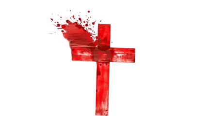 Red cross with splashes of red paint on white background vector Illustration
