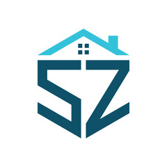 SZ House Logo Design Template. Letter SZ Logo for Real Estate, Construction or any House Related Business