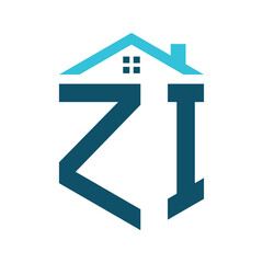 ZI House Logo Design Template. Letter ZI Logo for Real Estate, Construction or any House Related Business