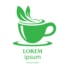 logo design for a glass of aromatic green tea