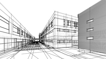 architectural drawing 3d illustration sketch project