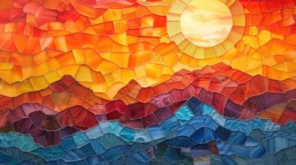 Mountains mosaic with a stained glass illusion being swept by the wind
 - obrazy, fototapety, plakaty
