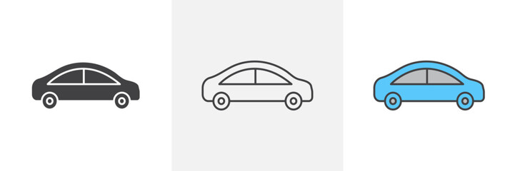 Vector Car Icons Showing Vehicles from a Side View