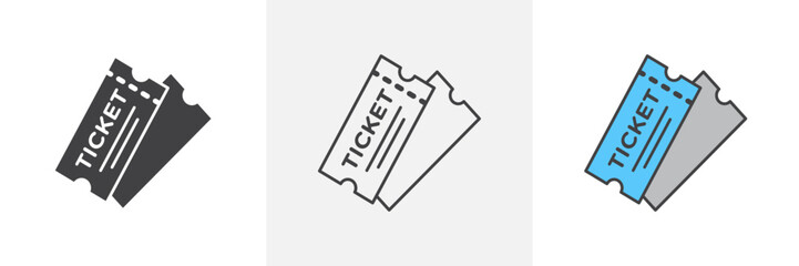 Cinema and Concert Ticket Icons Including VIP Passes in Vector