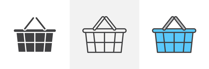 Grocery and Supermarket Shopping Basket Icon Set for Retail