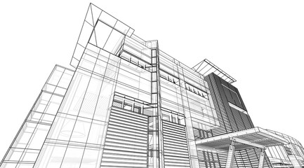 architectural drawing 3d illustration sketch project