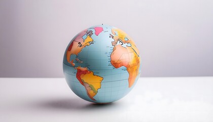 Earth globe on white minimalist background