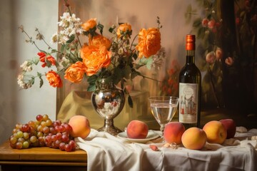 Obraz premium Foods on the table restuarant painting flower nature.